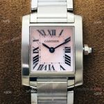 Super Clone Cartier Tank Francaise Swiss Quartz Watch Ss Pink MOP Dial
